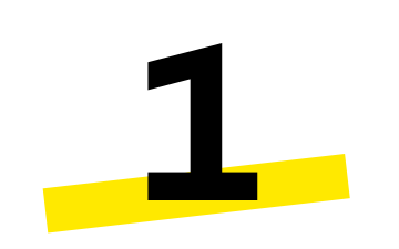 Het cijfer 1, met daarachter een gele GoTo-vorm.