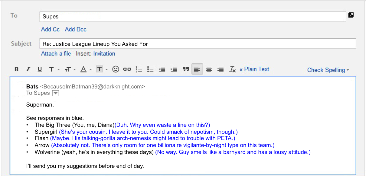 business email tips - clarity response example