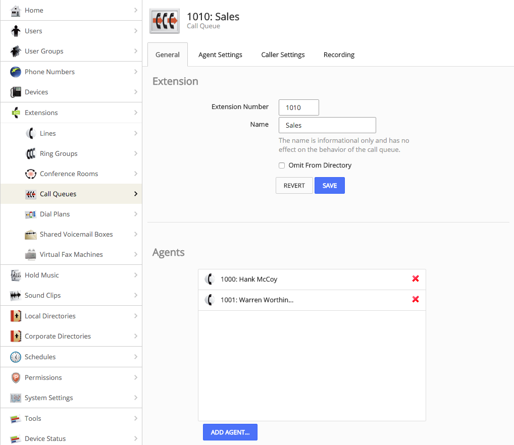 Call Queue Example: Sales Team