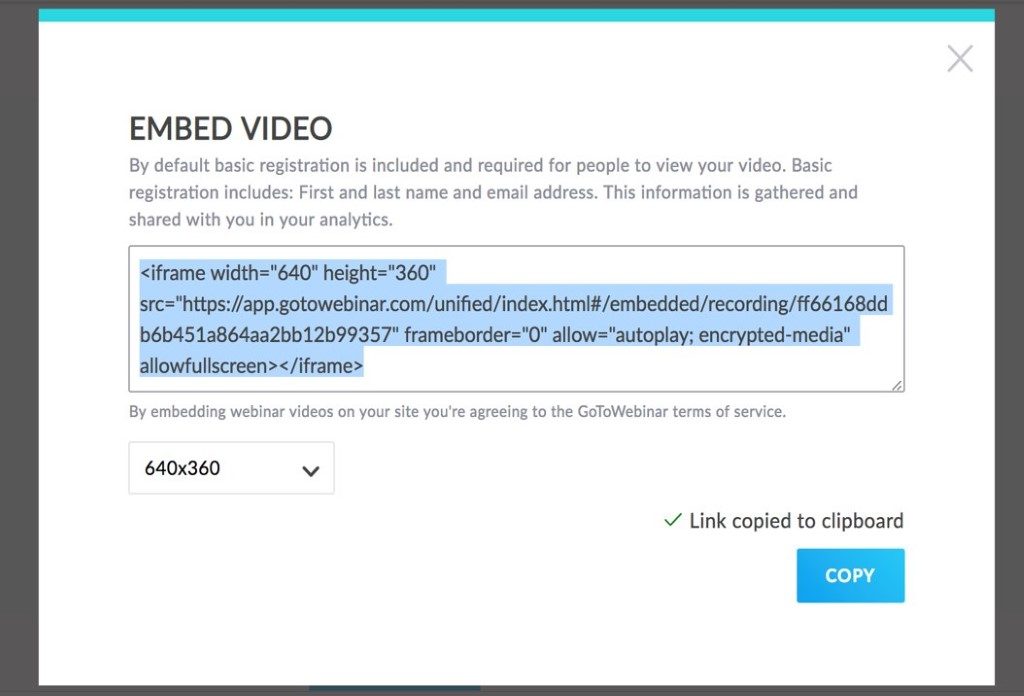 GoToWebinar video embed