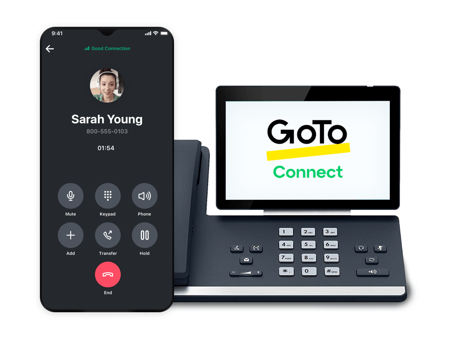 Llamada de video en GoTo Connect mediante un teléfono de escritorio con pantalla táctil
