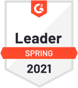 Badge van G2 Leader lente 2021
