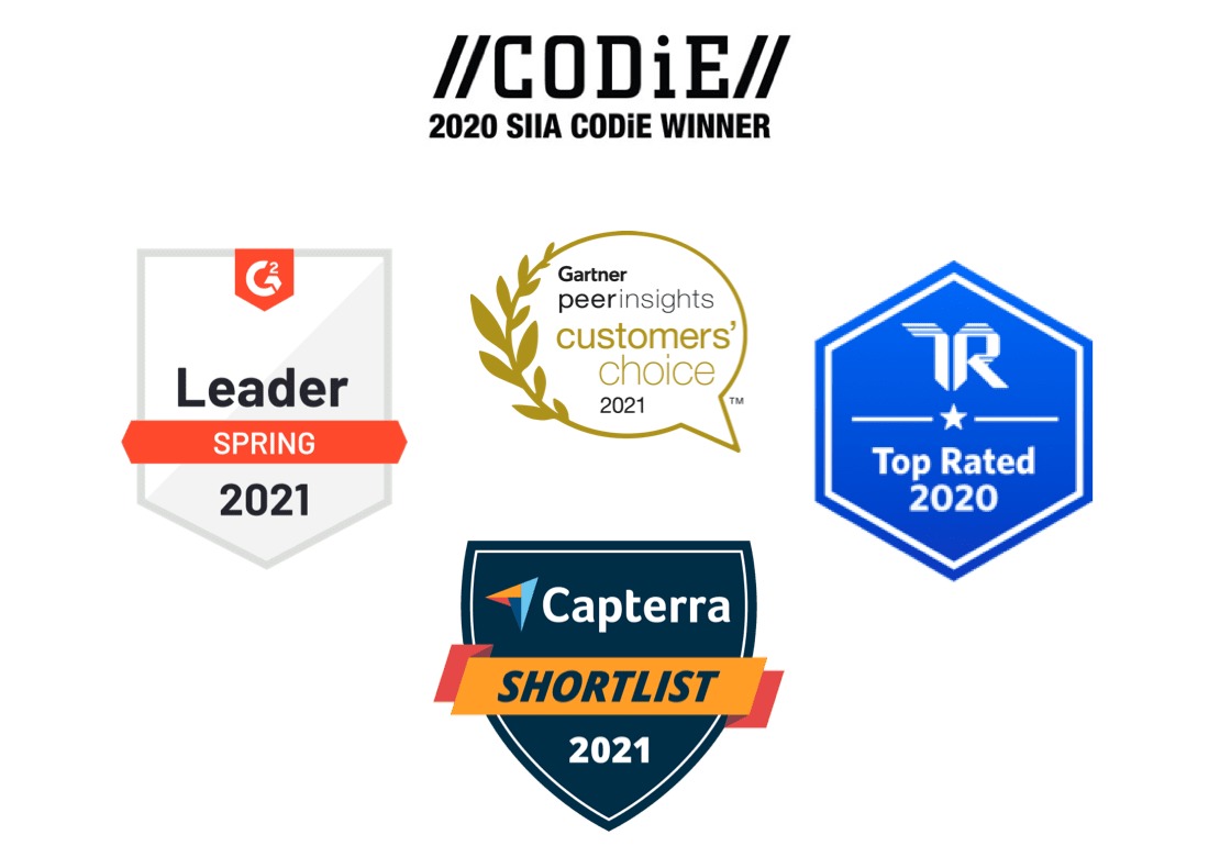 Imagem com vários emblemas de sites de avaliação demonstrando as lideranças do GoToConnect, incluindo G2, Gartner, TrustRadius, Capterra e Codie