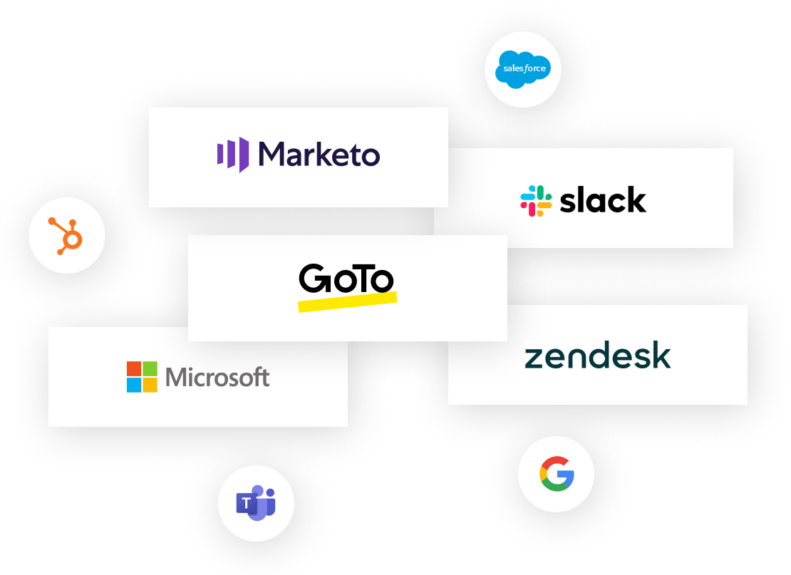 Marketo, Slack, Microsoft are examples of products that can all be integrated with GoTo Connect