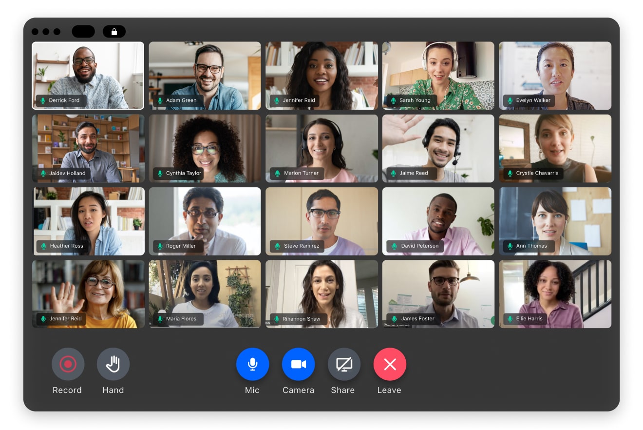 Screenshot showing images of people on the video call.