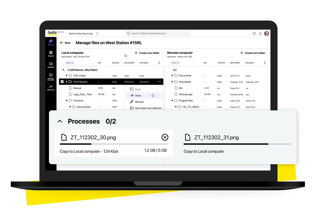 Joining our many background management capabilities, Background File Manager lets agents securely navigate, move, and copy files and folders on a device — without initiating a remote session.