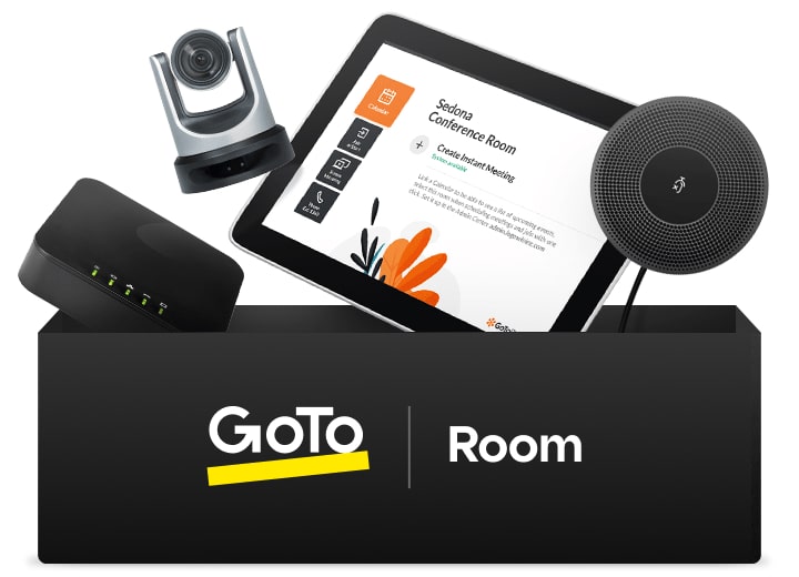 Go To Room hardware bundle showing box and pieces of equipment. 