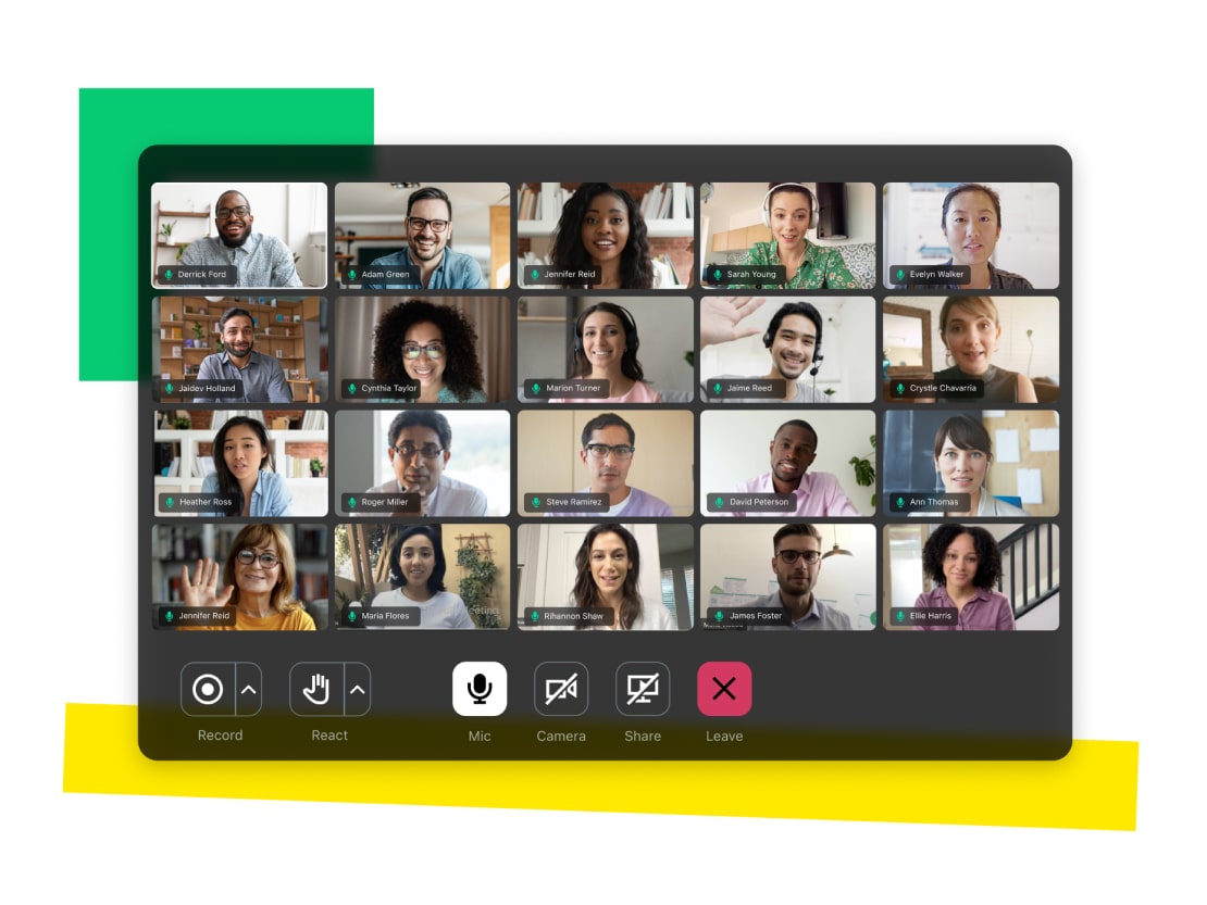 Showing all participants in a GoTo Connect video conference on desktop. 