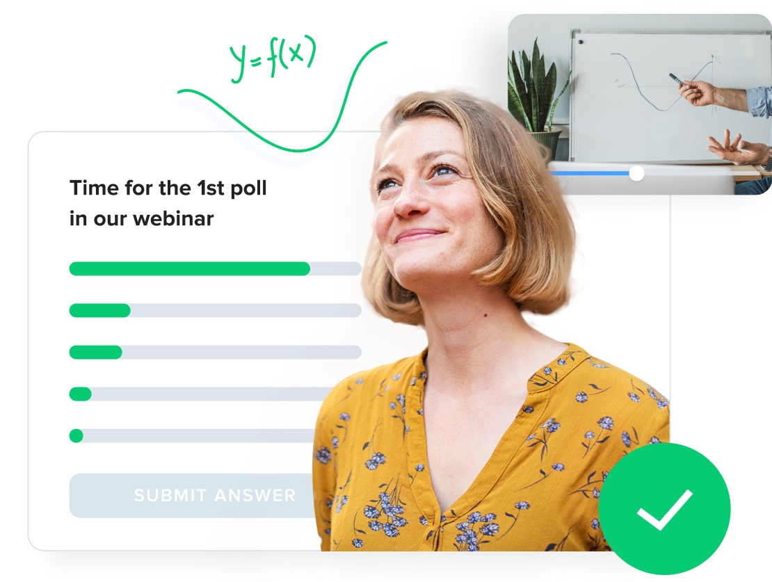 Screenshot showing the ability to administer a poll during a webinar.