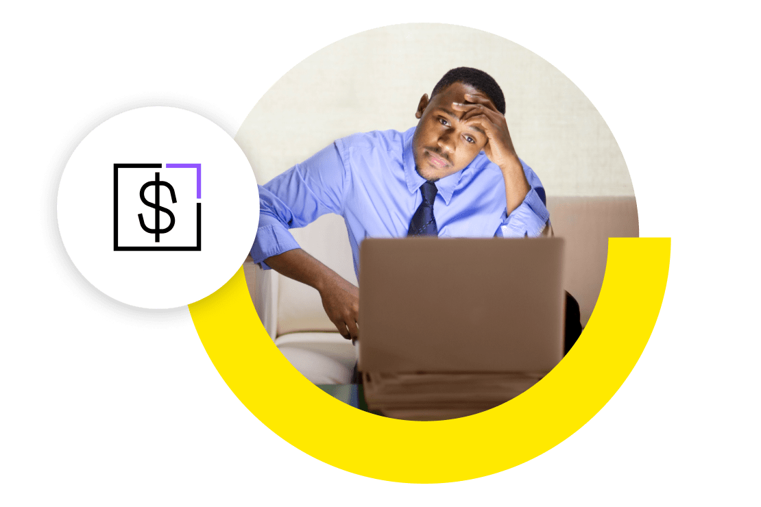 Man frustrated looking at laptop due to hidden costs from IT management software platform, ConnectWise