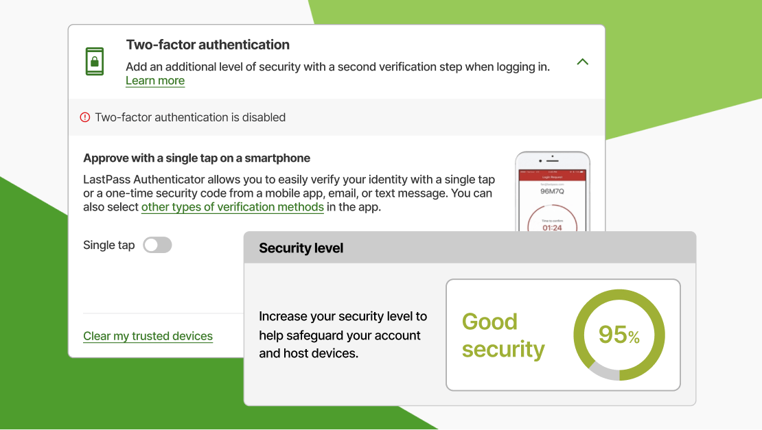 Écran montrant le niveau de sécurité d’authentification à deux facteurs du compte GoToMyPC.
