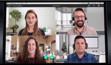 4 professionals video conferencing with GoTo